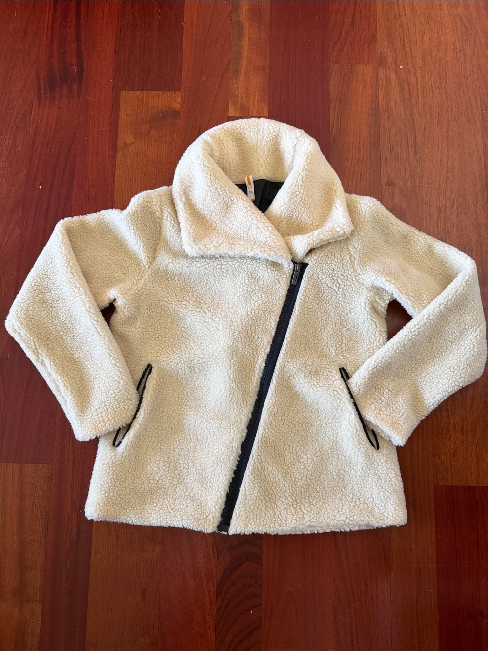 Lucy Cream Teddy Jacket with Black Trim